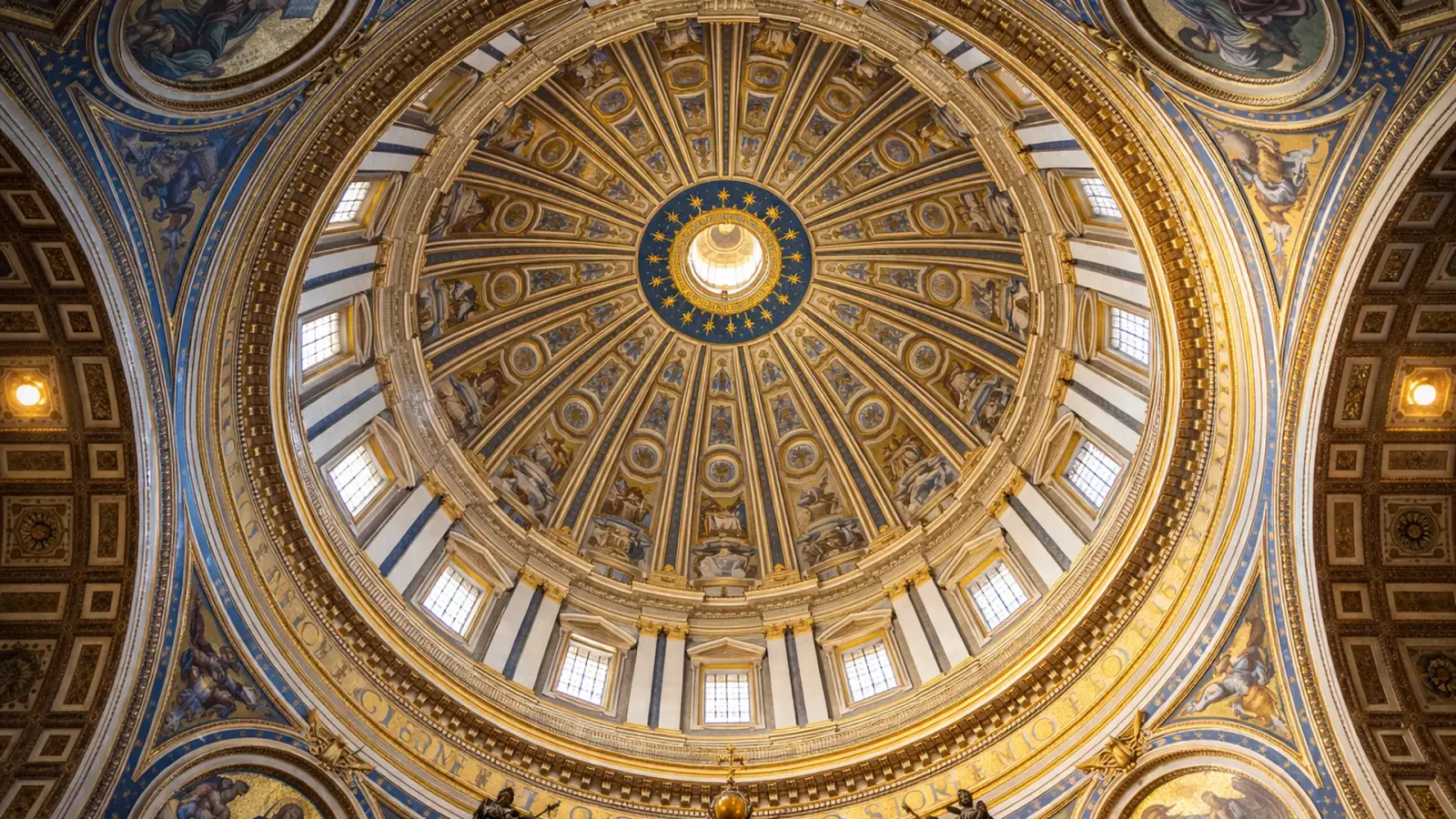 Interior view of St. Peter’s Basilica dome in Vatican City, Rome
