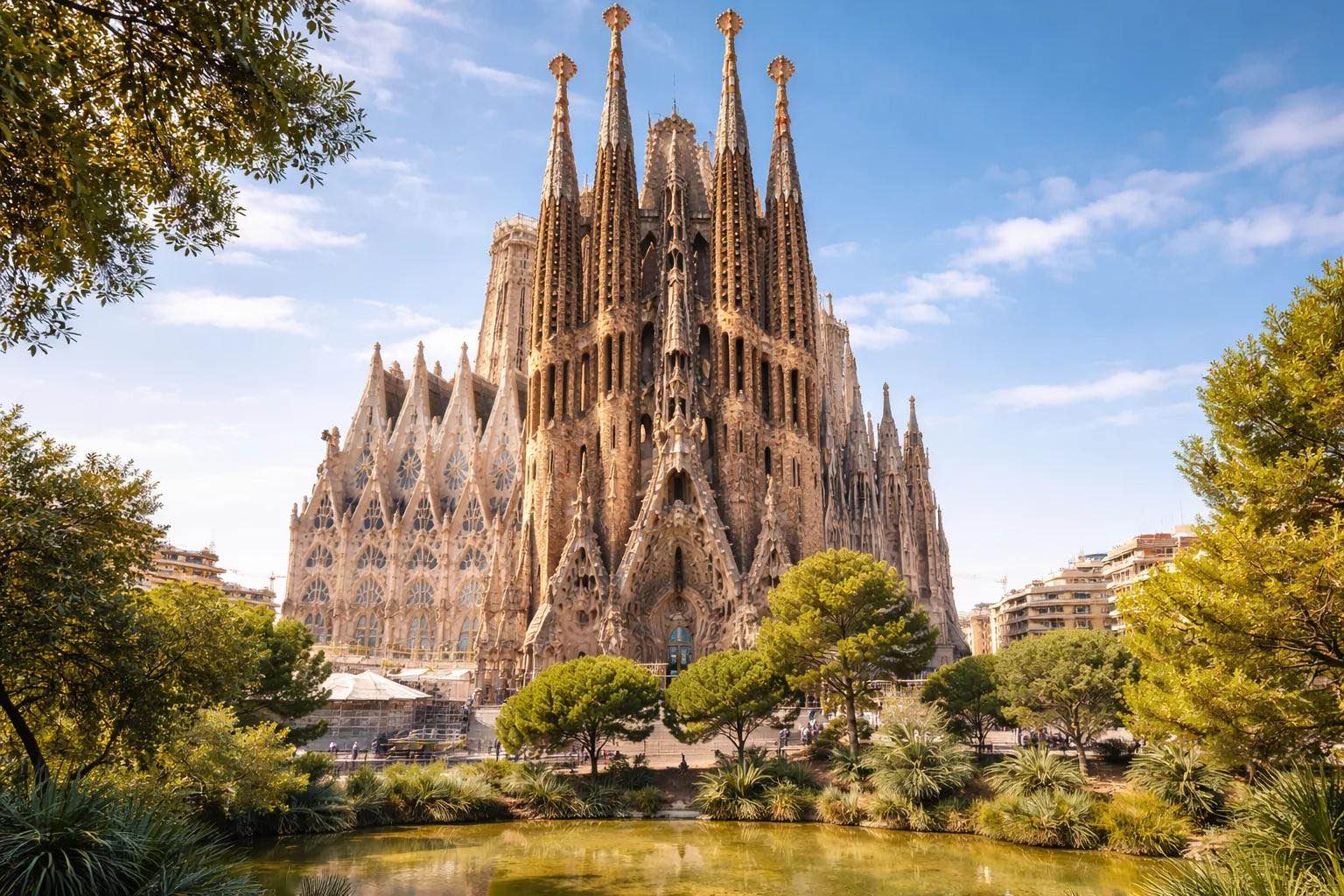 Sagrada Familia exterior view in Barcelona, Spain