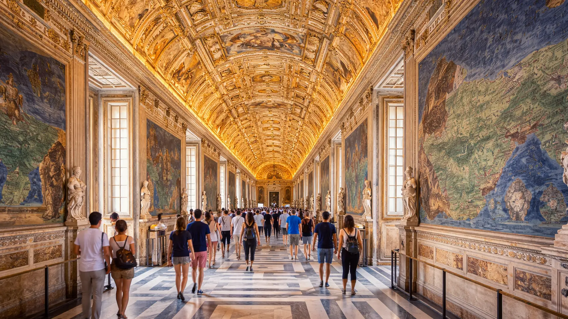 Interior view of the Vatican Museums in Vatican City, Rome